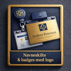 Navneskilte, badges & profiltilbehør