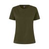 Dame T-shirt med O-hals og regular fit – oliven
