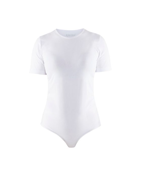 Hvid stretch dame body med korte ærmer