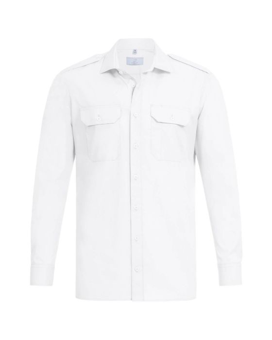 Langærmet hvid pilot- officer skjorte