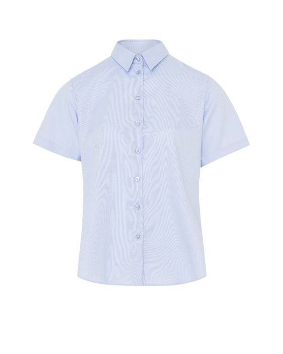 Lyseblå dameskjorte med korte ærmer