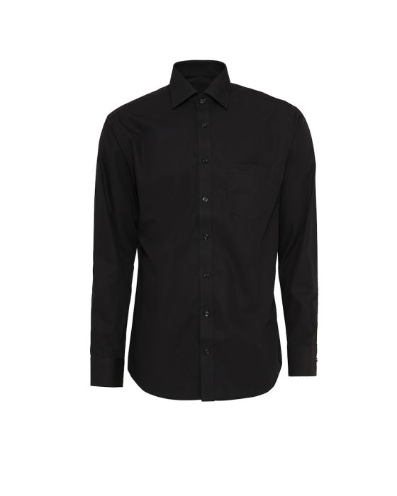 Sort bomulds poplin skjorte