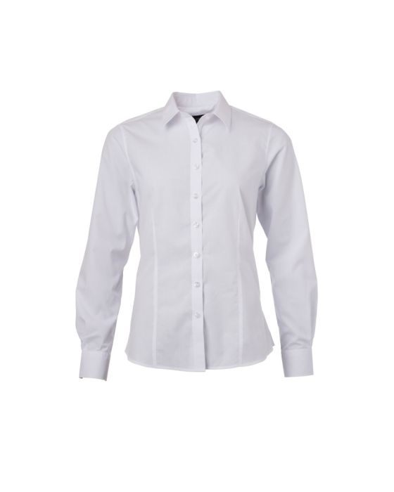 Hvid budget poplin dameskjorte