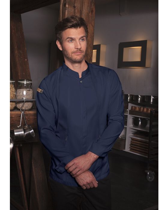 Blå karlowsky kokkeskjorte i recycle materiale