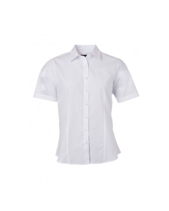 Kortærmet hvid tjenerskjorte til damer