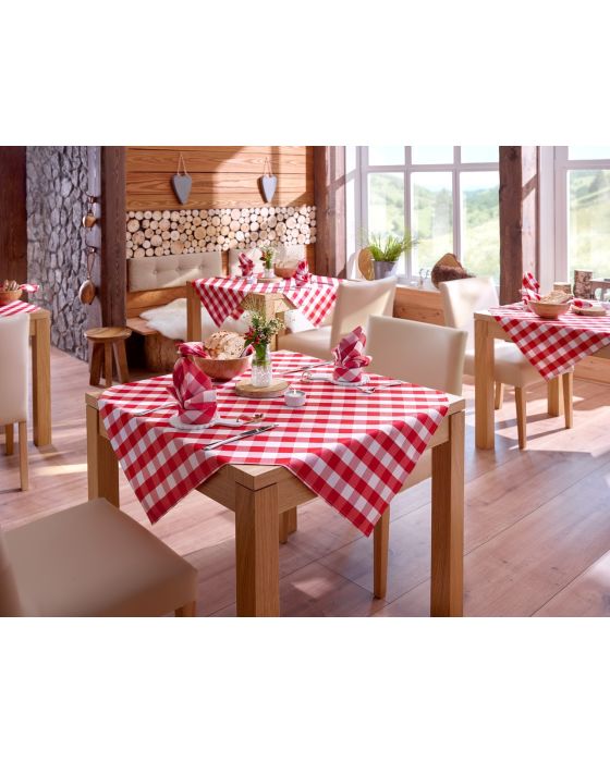 Rød og hvid ternet stofdug