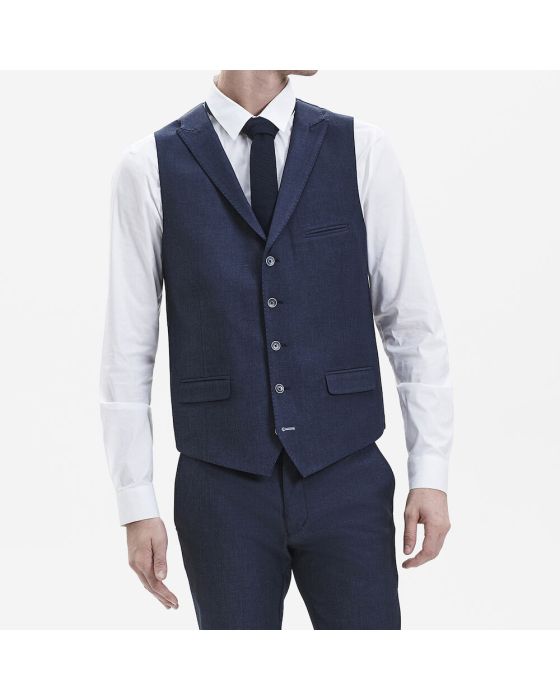 Sunwill klassisk herrevest i navy blå fitted fit med superstretch – perfekt til arbejde, fest og rejse