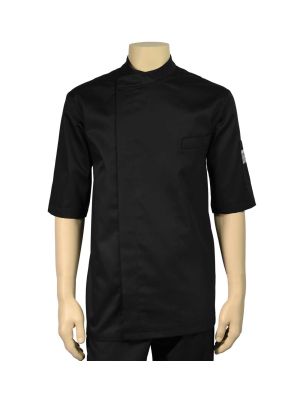 Bacio black short-sleeved chef jacket