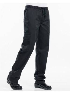 Baggy chef's trousers with tie strap