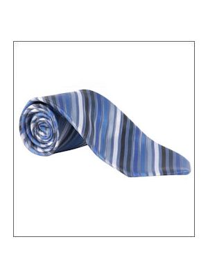 Tie in blue and grey striped design