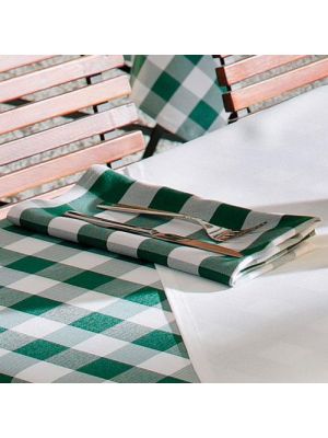 Green and white checkered fabric napkins 50x50cm, pack of 6