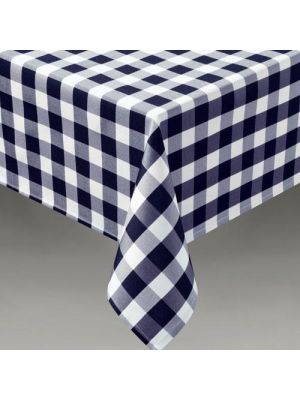 Dark blue and white checkered tablecloth 130x130cm