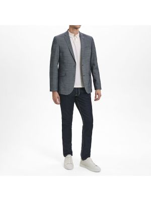 Smart modern fit blazer i navy blå til mænd, perfekt stylet med jeans og sneakers