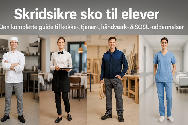 Skridsikre sko til elever – Den komplette guide til kokke-, tjener-, håndværk- & SOSU-uddannelser