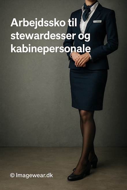 Sort uniformssko designet til kvinder i luftfartsbranchen &ndash; perfekt til lange arbejdsdage og elegant fremtoning.