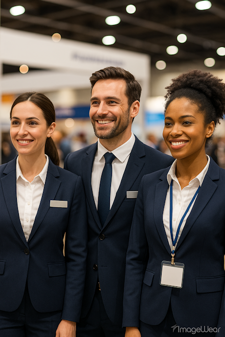 Three professional employees in presentable uniforms for conference and event environments &ndash; Imagewear.dk