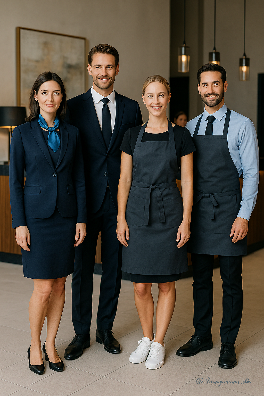 Receptionister og tjenere i professionelle uniformer fra Imagewear.dk &ndash; inspiration til frontpersonale